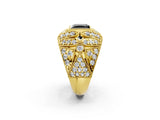 Yellow gold Fancy Black Princess Cut Brilliant Halo Pave Diamond Milgrain Ring_2