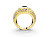Yellow gold Fancy Black Princess Cut Brilliant Halo Pave Diamond Milgrain Ring_3