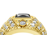 Yellow gold Fancy Black Princess Cut Brilliant Halo Pave Diamond Milgrain Ring_4