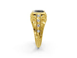 Yellow gold Fancy Black Princess Cut Brilliant Milgrain Filigree Diamond Ring with Square Prong Setting_2