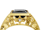 Yellow gold Fancy Black Princess Cut Brilliant Milgrain Filigree Diamond Ring with Square Prong Setting_4