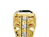 Yellow gold Fancy Black Princess Cut Brilliant Milgrain Filigree Diamond Ring with Square Prong Setting_5