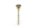 Yellow gold Fancy Black Princess Cut Brilliant Pavé Band Solitaire with Four-Prong Setting_2