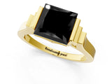 Yellow gold Fancy Black Princess Cut Brilliant Solitaire Diamond Ring with Channel Set Band and Bar Prong Setting_1