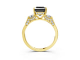 Yellow gold Fancy Black Princess Cut Brilliant Three-Stone Pave Band with Four-Prong Setting_3