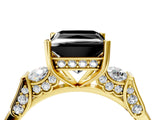 Yellow gold Fancy Black Princess Cut Brilliant Three-Stone Pave Band with Four-Prong Setting_4