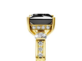 Yellow gold Fancy Black Princess Cut Brilliant Three-Stone Pave Band with Four-Prong Setting_5