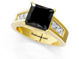Yellow gold Fancy Black Princess Cut Cut Channel Set Solitaire Ring with Four-Prong Setting_1