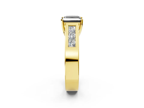 Yellow gold Fancy Black Princess Cut Cut Channel Set Solitaire Ring with Four-Prong Setting_2