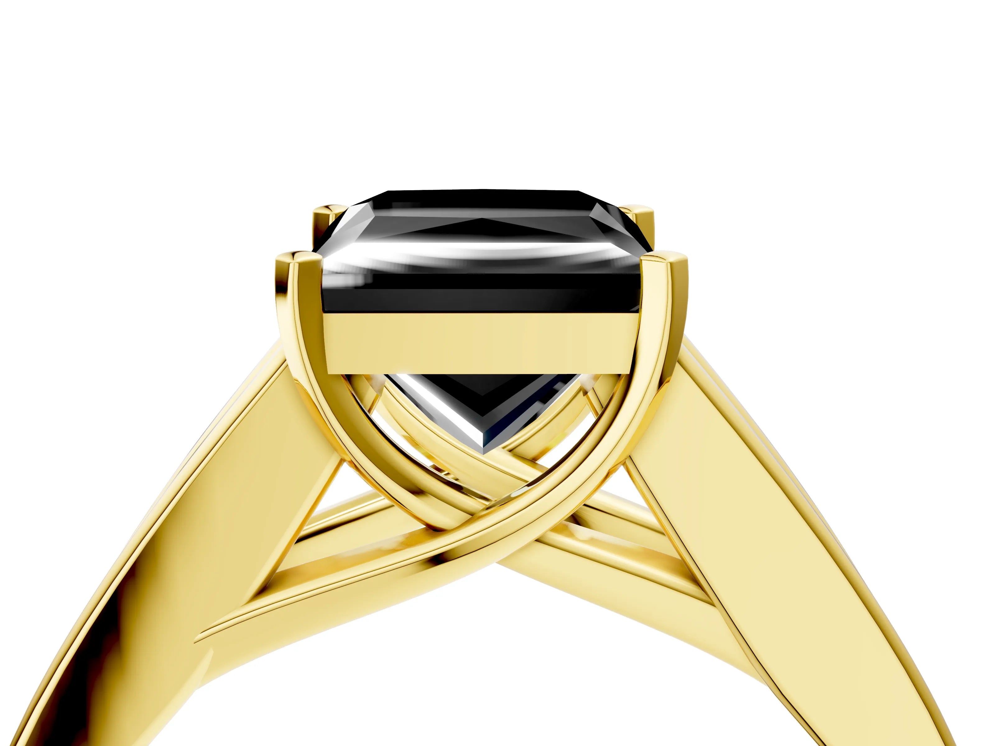 Yellow gold Fancy Black Princess Cut Cut Channel Set Solitaire Ring with Four-Prong Setting_4