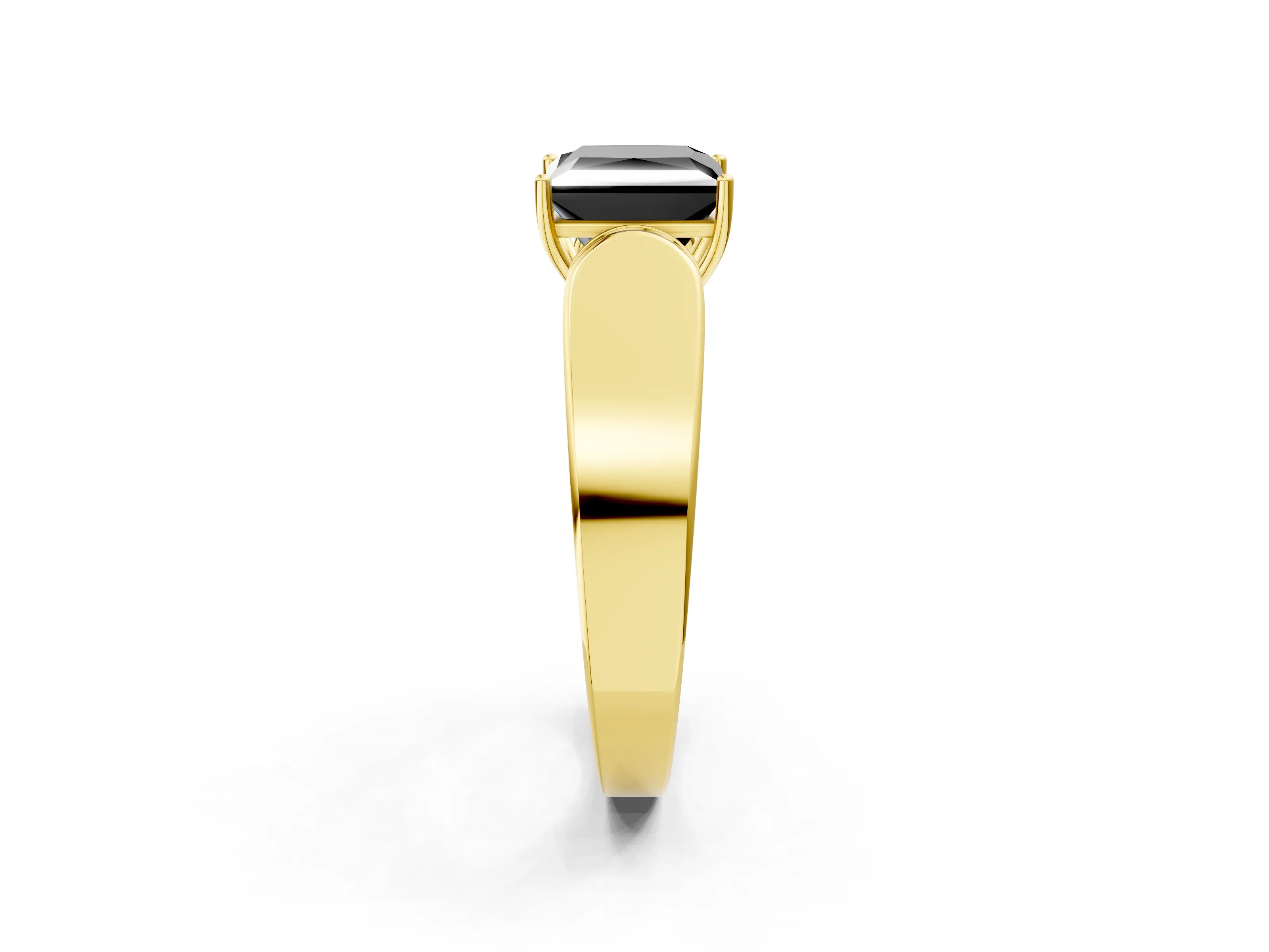Yellow gold Fancy Black Princess Cut Cut Diamond Channel Set Solitaire Ring with Four-Prong Setting_2