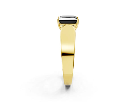 Yellow gold Fancy Black Princess Cut Cut Diamond Channel Set Solitaire Ring with Four-Prong Setting_2