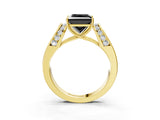 Yellow gold Fancy Black Princess Cut Cut Diamond Channel Set Solitaire Ring with Four-Prong Setting_3