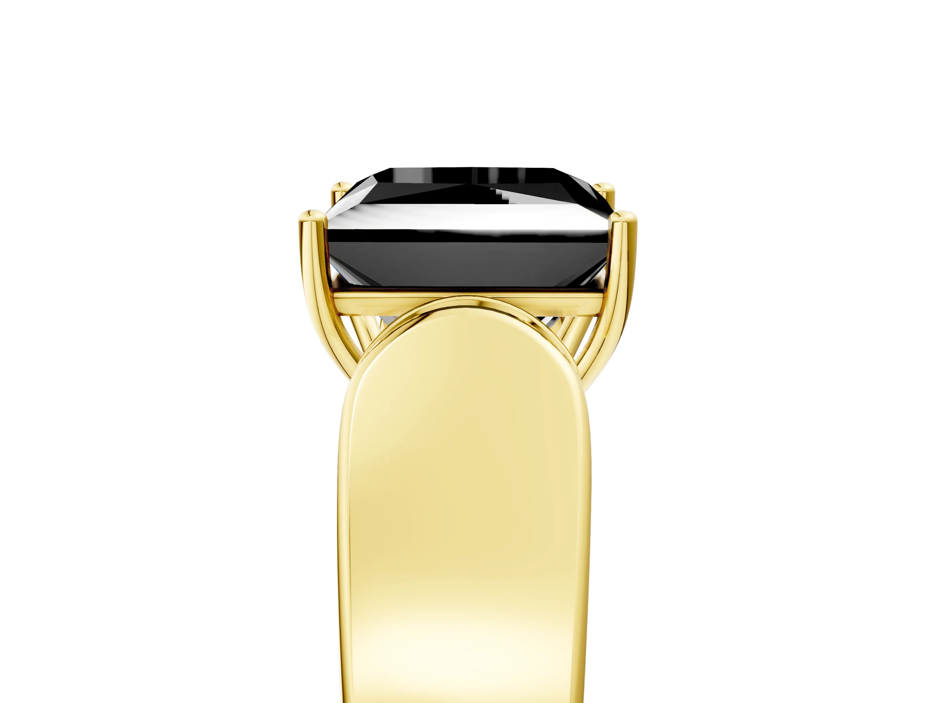 Yellow gold Fancy Black Princess Cut Cut Diamond Channel Set Solitaire Ring with Four-Prong Setting_5