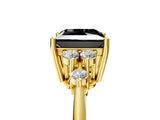 Yellow gold Fancy Black Princess Cut Cut Diamond Cluster Ring with Solitaire Band and Four-Prong Setting_17
