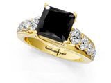 Yellow gold Fancy Black Princess Cut Cut Diamond Engagement Ring with Pavé Band and Four-Prong Setting_1