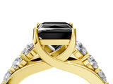 Yellow gold Fancy Black Princess Cut Cut Diamond Engagement Ring with Pavé Band and Four-Prong Setting_4