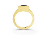 Yellow gold Fancy Black Princess Cut-Cut Diamond Halo Engagement Ring with Pave Band and Prong Setting_3