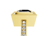 Yellow gold Fancy Black Princess Cut-Cut Diamond Halo Engagement Ring with Pave Band and Prong Setting_5