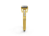 Yellow gold Fancy Black Princess Cut Cut Diamond Milgrain Pave Band Four-Prong Setting Ring_5