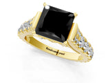 Yellow gold Fancy Black Princess Cut Cut Diamond Pavé Band Solitaire with Four-Prong Setting_1