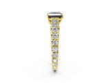 Yellow gold Fancy Black Princess Cut Cut Diamond Pavé Band Solitaire with Four-Prong Setting_2