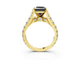 Yellow gold Fancy Black Princess Cut Cut Diamond Pavé Band Solitaire with Four-Prong Setting_3