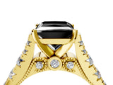 Yellow gold Fancy Black Princess Cut Cut Diamond Pavé Band Solitaire with Four-Prong Setting_4