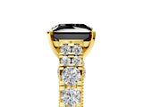 Yellow gold Fancy Black Princess Cut Cut Diamond Pavé Band Solitaire with Four-Prong Setting_5