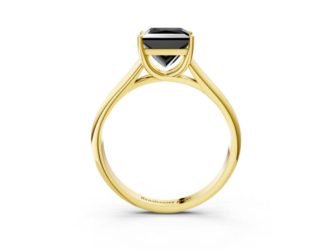 Yellow gold Fancy Black Princess Cut Cut Diamond Solitaire Engagement Ring with Tapered Plain Band and Four-Prong Setting_3