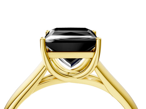 Yellow gold Fancy Black Princess Cut Cut Diamond Solitaire Engagement Ring with Tapered Plain Band and Four-Prong Setting_4