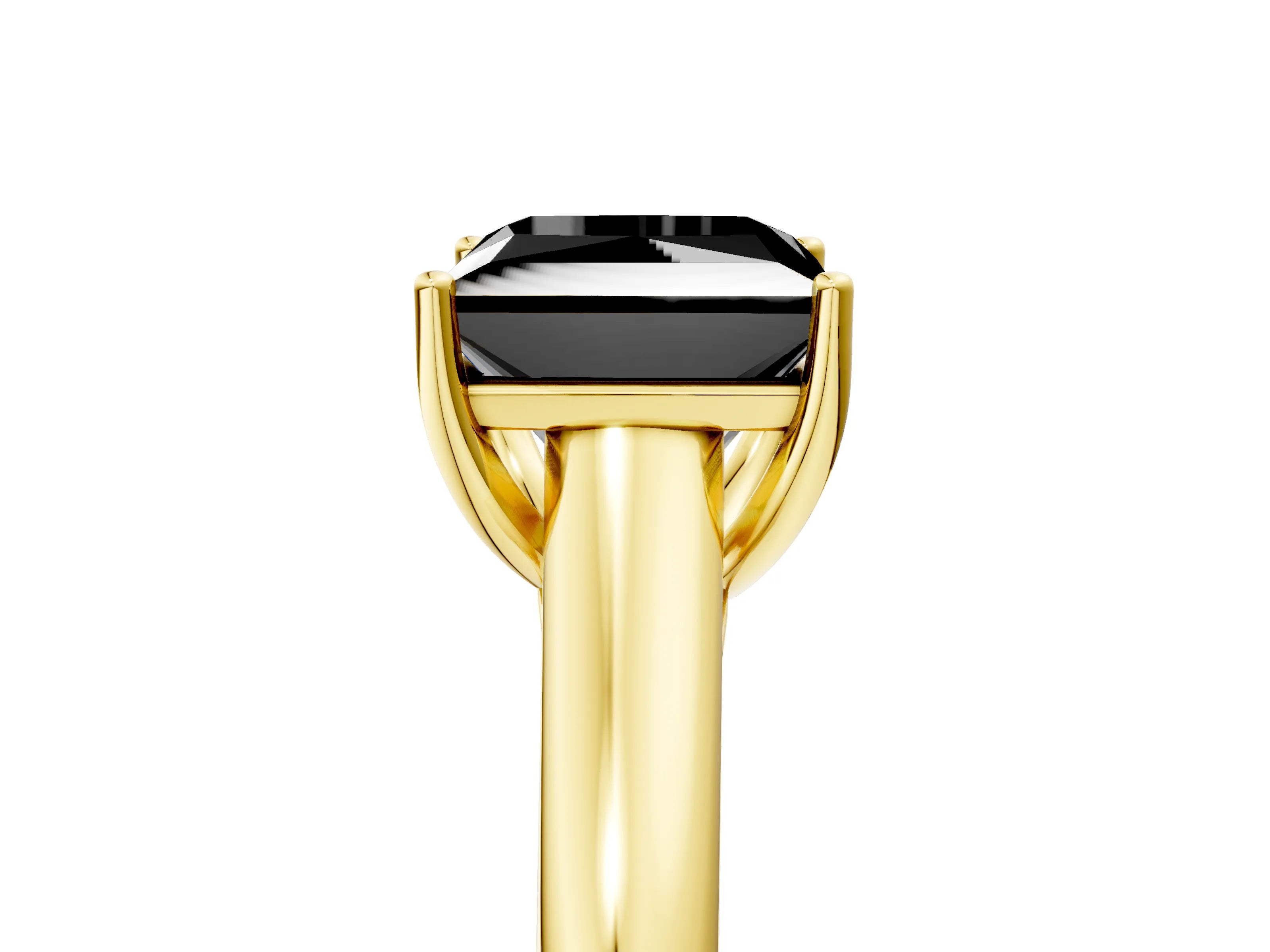Yellow gold Fancy Black Princess Cut Cut Diamond Solitaire Engagement Ring with Tapered Plain Band and Four-Prong Setting_5