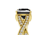 Yellow gold Fancy Black Princess Cut Cut Diamond Twisted Band with Milgrain Pave Setting and Four-Prong Setting_5