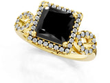 Yellow gold Fancy Black Princess Cut Cut Halo Diamond Infinity Band with Four-Prong Setting_1