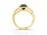 Yellow gold Fancy Black Princess Cut Cut Halo Diamond Infinity Band with Four-Prong Setting_3