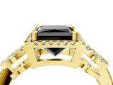 Yellow gold Fancy Black Princess Cut Cut Halo Diamond Infinity Band with Four-Prong Setting_4