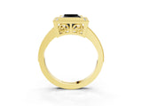 Yellow gold Fancy Black Princess Cut Cut Halo Pavé Diamond Ring_3