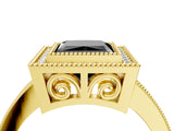 Yellow gold Fancy Black Princess Cut Cut Halo Pavé Diamond Ring_4
