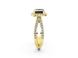 Yellow gold Fancy Black Princess Cut Cut Halo Split Shank Pave Set Ring_2