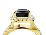 Yellow gold Fancy Black Princess Cut Cut Halo Split Shank Pave Set Ring_4