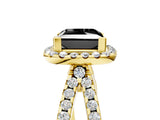 Yellow gold Fancy Black Princess Cut Cut Halo Split Shank Pave Set Ring_5