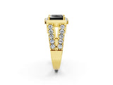 Yellow gold Fancy Black Princess Cut Cut Halo Split Shank Prong Set Ring_2