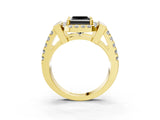 Yellow gold Fancy Black Princess Cut Cut Halo Split Shank Prong Set Ring_3