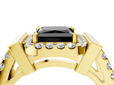 Yellow gold Fancy Black Princess Cut Cut Halo Split Shank Prong Set Ring_4