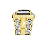 Yellow gold Fancy Black Princess Cut Cut Halo Split Shank Prong Set Ring_5