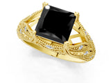 Yellow gold Fancy Black Princess Cut Cut Milgrain Pave Diamond Engagement Ring with Four-Prong Setting_16