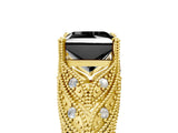 Yellow gold Fancy Black Princess Cut Cut Milgrain Pave Diamond Engagement Ring with Four-Prong Setting_20