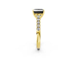 Yellow gold Fancy Black Princess Cut Cut Pavé Band Solitaire Ring with Four-Prong Setting_26