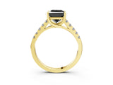 Yellow gold Fancy Black Princess Cut Cut Pavé Band Solitaire Ring with Four-Prong Setting_27