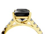 Yellow gold Fancy Black Princess Cut Cut Pavé Band Solitaire Ring with Four-Prong Setting_28